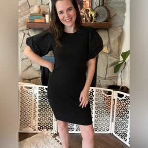 Black puff sleeve t shirt dress